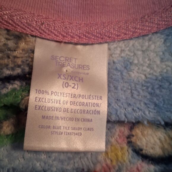 SECRET TREASURES Christmas One Piece Soft Pajamas Size XS Aloho Santa Holiday - Picture 3 of 8